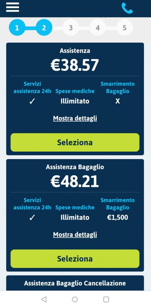 mobile preventivo polizza columbus