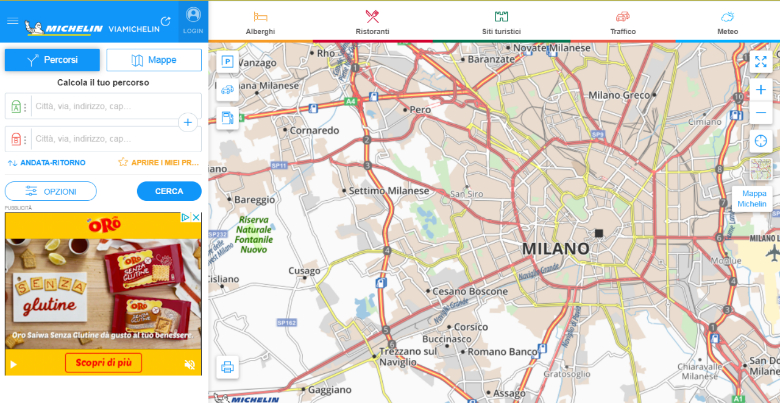 schermata principale viamichelin