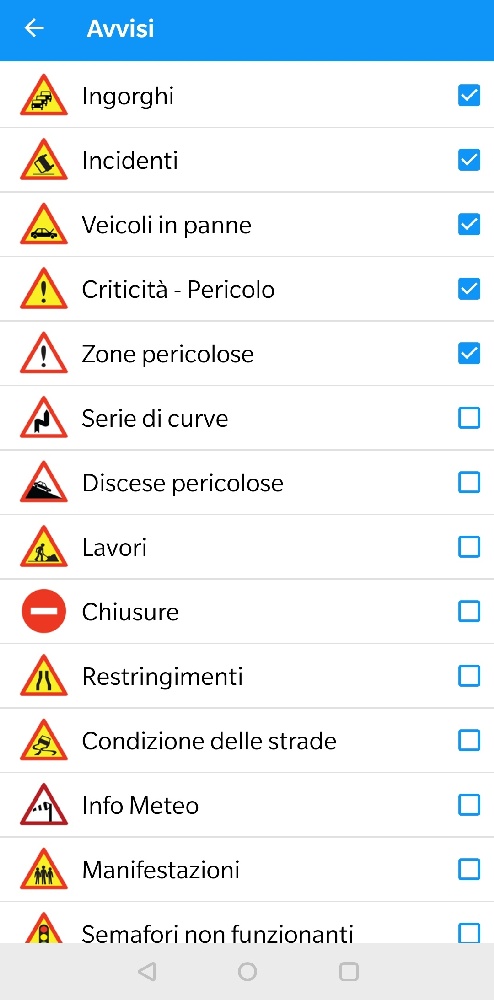 viamichelin avvisi impostazioni