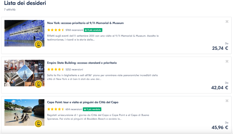 lista desideri get your guide